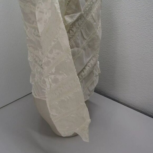 NEW LOVESHACKFANCY Womens Tandra Romantic V-Neck Blouse Size 4 Antique White - Picture 4 of 13